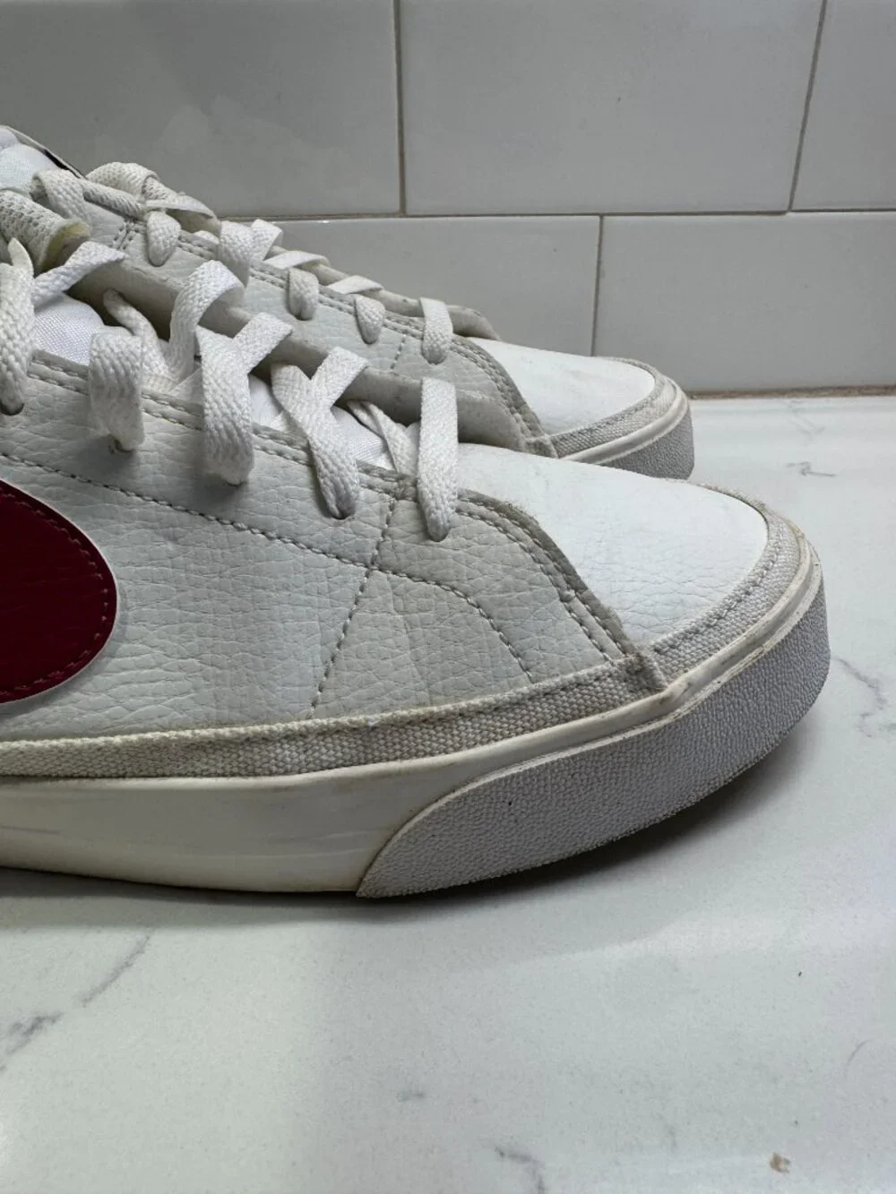 Nike Court Legacy Next Nature White Rosewood Leather Low Top Lace Up Sneakers Me